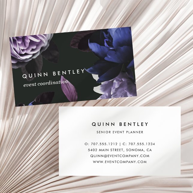 Chic Dark Violet Floral Business Card (Creator Uploaded)
