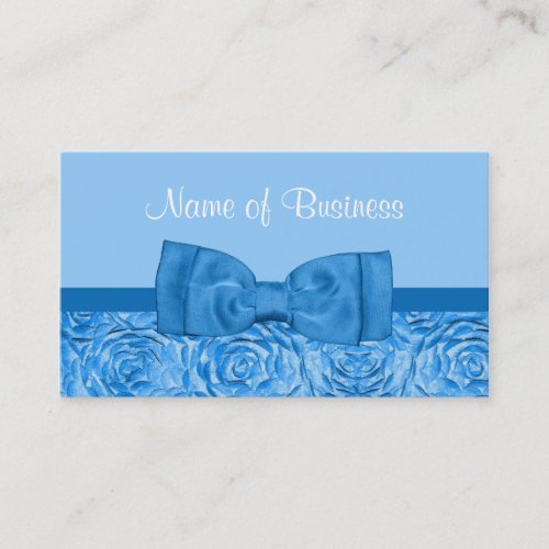 Chic Dazzling Blue Floral With Pretty Bow Business Card