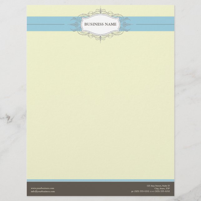 Chic Deco Baby Blue Customized Letterhead (Front)