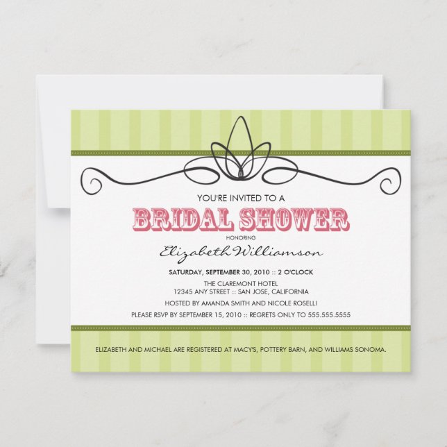 Chic Deco Bridal Shower Invitation (lime green) (Front)