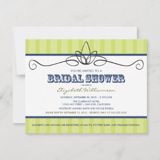 Chic Deco Bridal Shower Invitation (lime/navy)