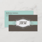 Chic Deco Frame Monogram Baby Blue Business Card (Front/Back)
