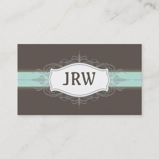 Customizable Chic Deco Frame Monogram Baby Blue Business Card