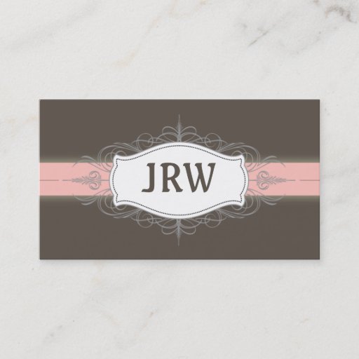 Customizable Chic Deco Frame Monogram Baby Pink Business Card