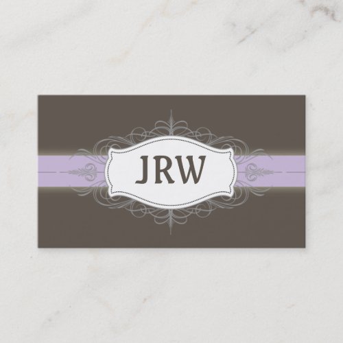 Chic Deco Frame Monogram Lilac Business Card