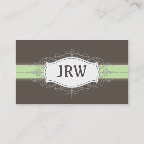 Chic Deco Frame Monogram Mint Business Card
