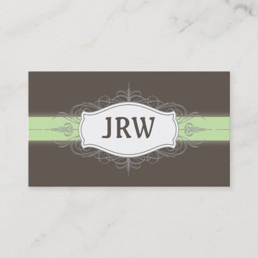 Customizable Chic Deco Frame Monogram Mint Business Card