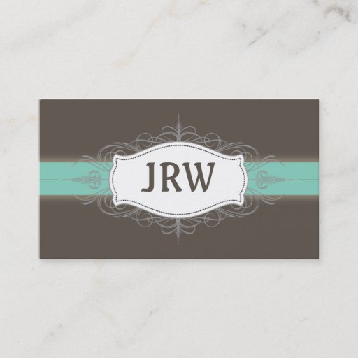 Customizable Chic Deco Frame Monogram Teal Business Card