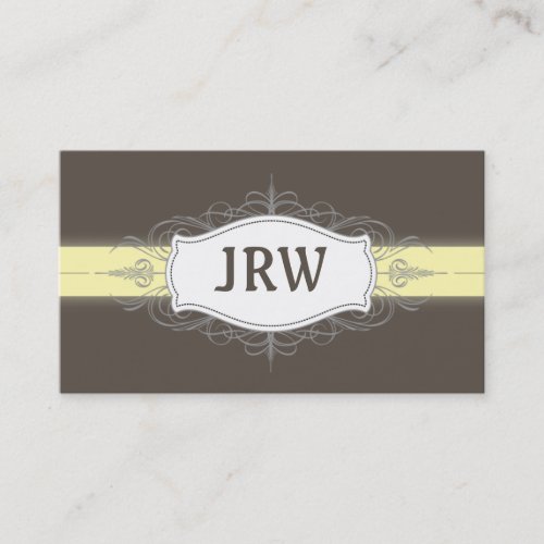 Chic Deco Frame Monogram Yellow Business Card