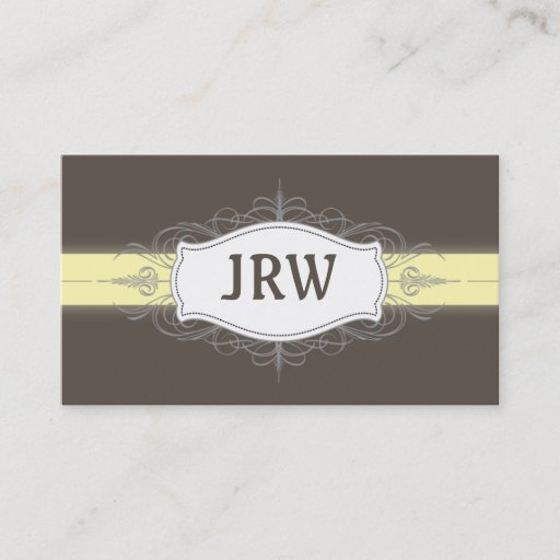 Customizable Chic Deco Frame Monogram Yellow Business Card