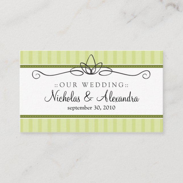 Chic Deco Lime Green Wedding Website Card (Front)