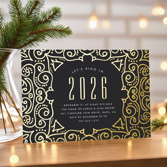 Chic Deco | New Year's Eve Party Foil Invitation (Creator Uploaded)