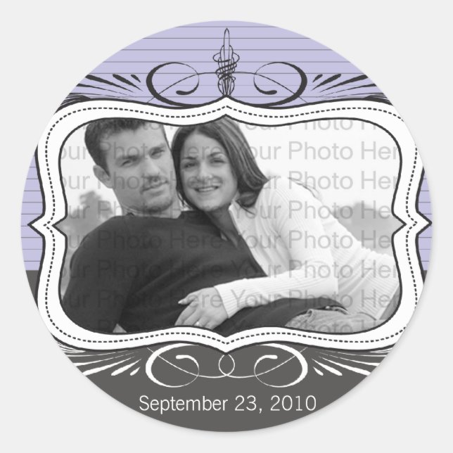 Chic Deco Save the Date Announcement Seal : lilac (Front)