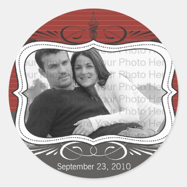 Chic Deco Save the Date Announcement Seal : red (Front)