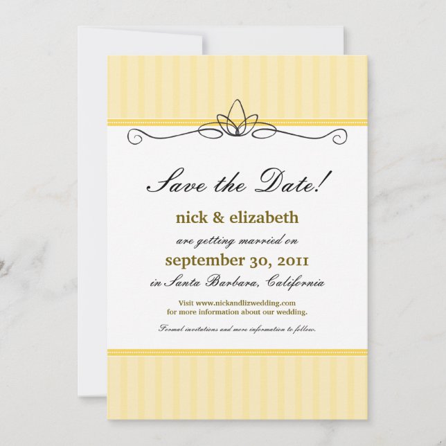 Chic Deco Save the Date (lemon yellow) Invitation (Front)