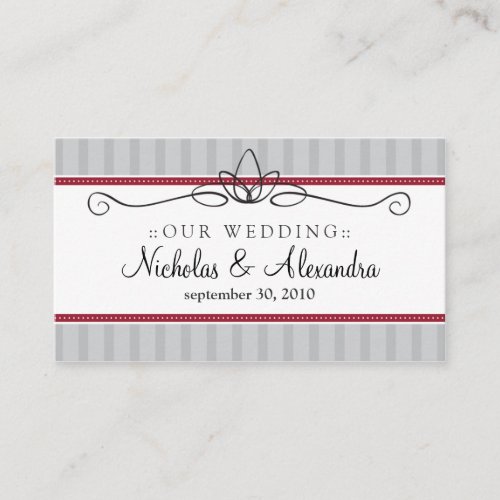 Chic Deco Silver/Red Wedding Website Card Business Card Templates
