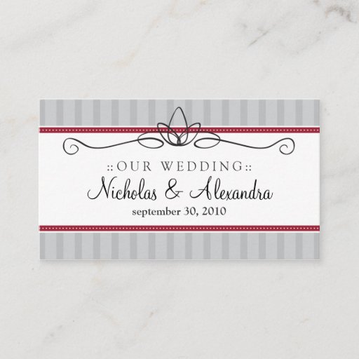 Customizable Chic Deco Silver/Red Wedding Website Card Business Card Templates