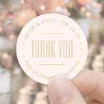 Chic Deco Typography Thank You Blush Pink & Gold Classic Round Sticker<br><div class="desc">Add an elegant touch to wedding thank you cards and reception party favors with round customized stickers / envelope seals. All wording on this template is simple to personalize for a bridal shower, anniversary, vow renewal or other occasion. The text in a circle can be changed to a name and...</div>
