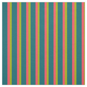 Chic Deep Pink, Teal and Green Striped Pattern Fabric