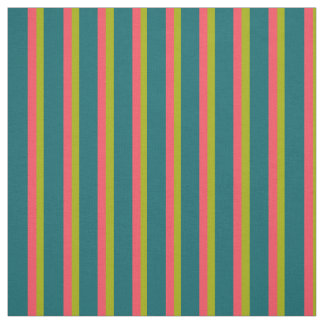 Chic Deep Pink, Teal and Green Striped Pattern Fabric