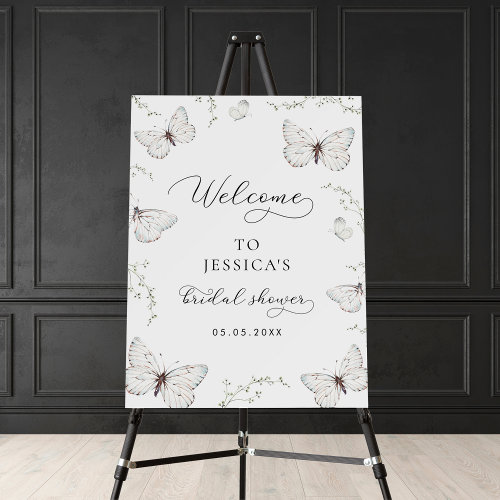 Chic Delicate Butterfly Bridal Shower Welcome Sign