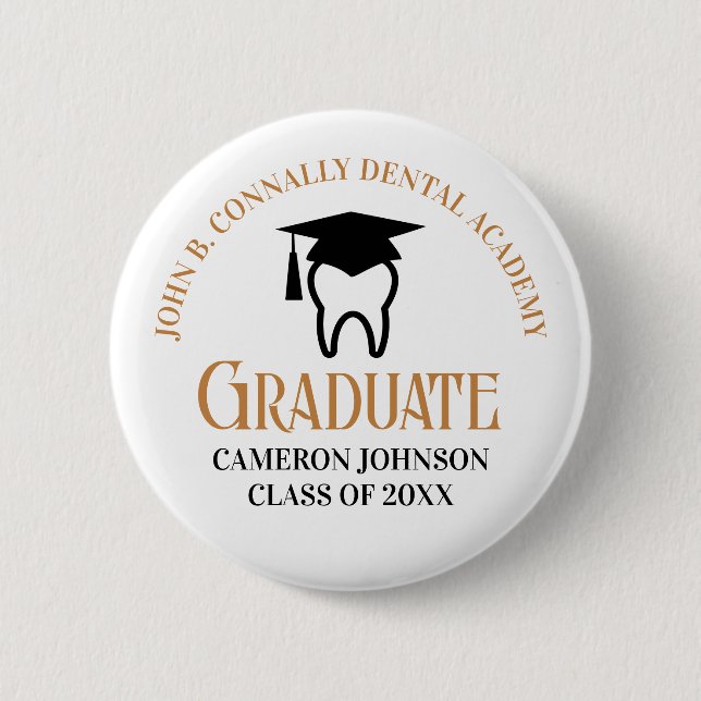 Chic Dental School Custom Dentist Graduation Button (Front)