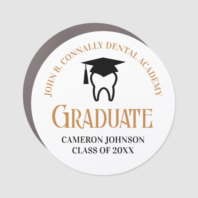 Chic Dental School Custom Dentist Graduation Car Magnet (Front)