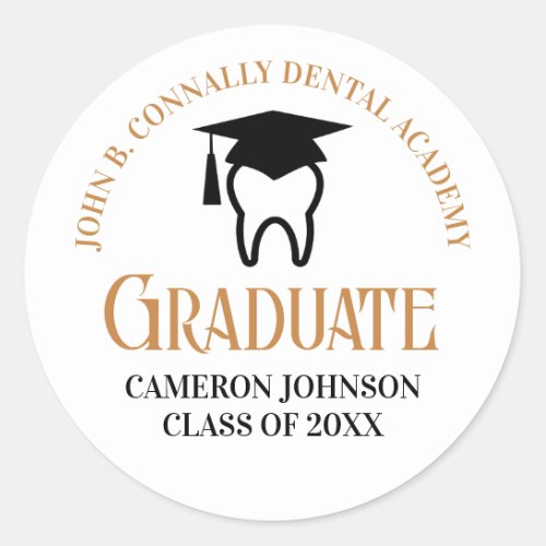 Chic Dental School Custom Dentist Graduation Party Classic Round Sticker