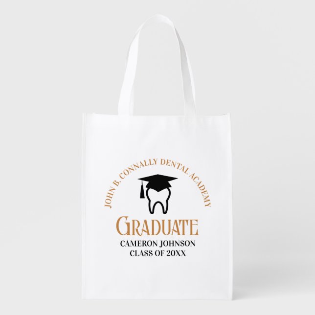 Chic Dental School Custom Dentist Graduation Party Grocery Bag (Front)