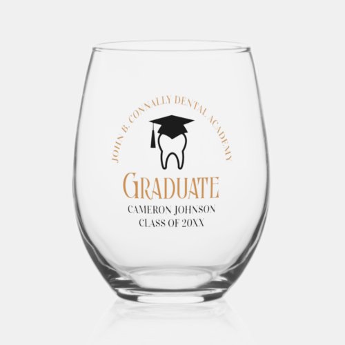 Chic Dental School Custom Dentist Graduation Stemless Wine Glass