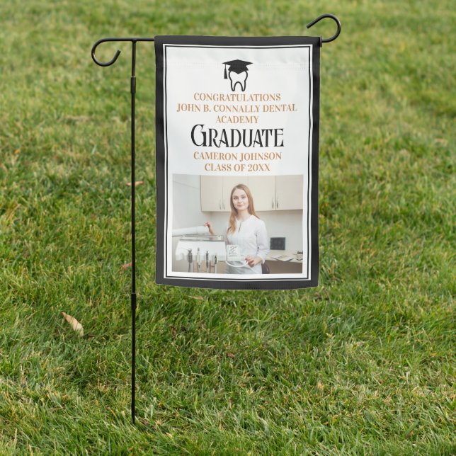 Chic Dental School Custom Dentist Photo Graduation Garden Flag (In SItu)