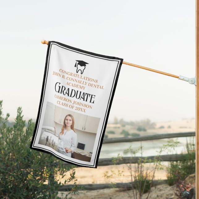 Chic Dental School Custom Dentist Photo Graduation House Flag (Insitu (Back))