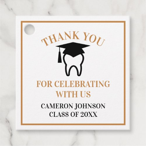 Chic Dental School Custom Gold Graduation Party Favor Tags