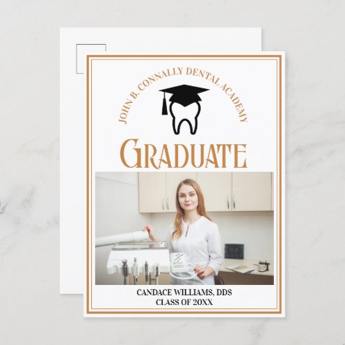 Chic Dental School Photo Custom Graduation Announcement Postcard