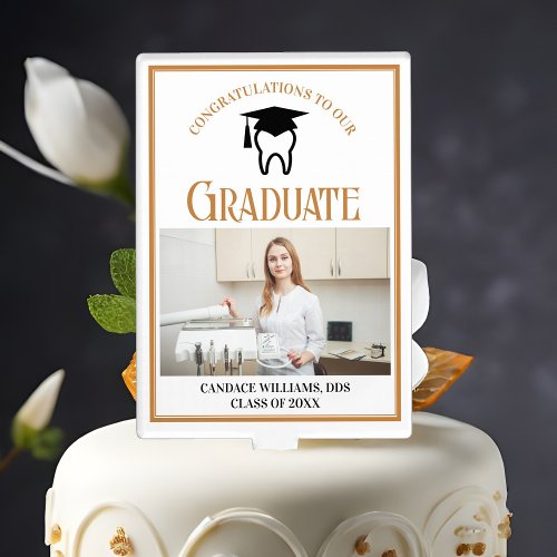 Chic Dental School Photo Custom Graduation Cake Topper