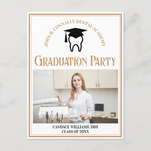 Chic Dental School Photo Custom Graduation Party Invitation Postcard