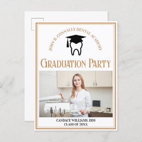 Chic Dental School Photo Custom Graduation Party Invitation Postcard