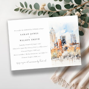 Chic Denver Colorado Skyline Rehearsal Dinner Invitation