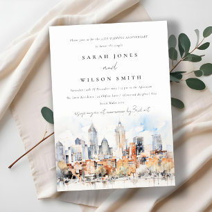 Chic Denver Colorado Skyline Wedding Anniversary Invitation