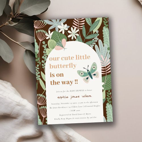 Chic Desert Arch Butterfly Garden Baby Shower Invitation