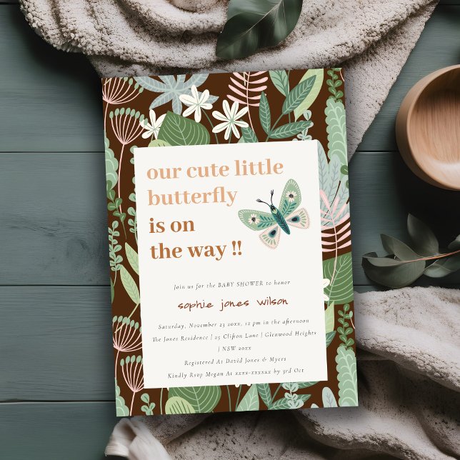 Chic Desert Retro Butterfly Garden Baby Shower Invitation (Creator Uploaded)