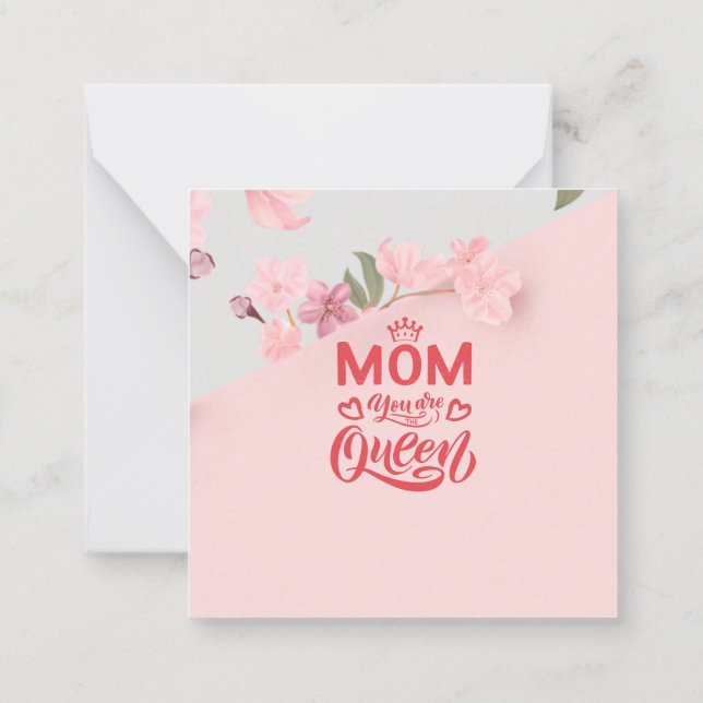 Chic Design Typography Mom You Are The Queen Note Card (Back)