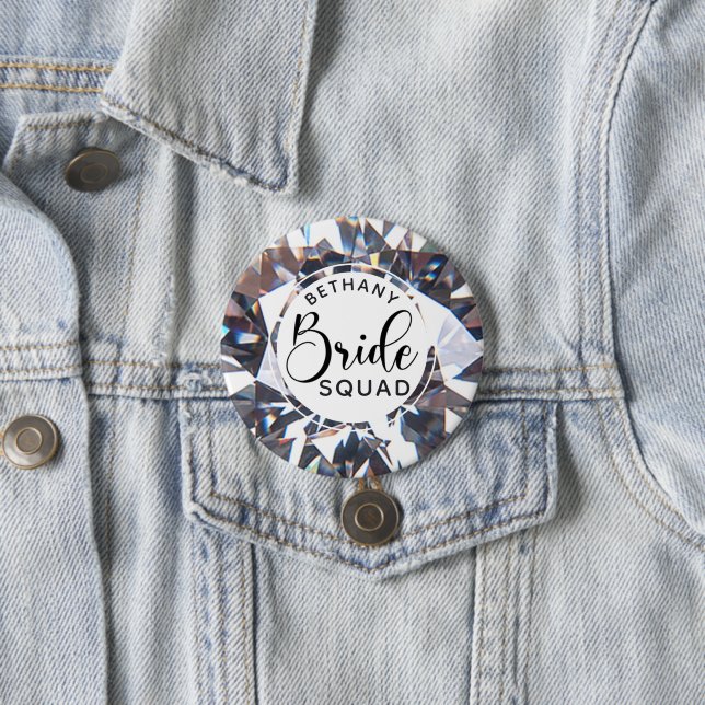 Chic Diamond Bride Squad Personalized Button (In Situ)
