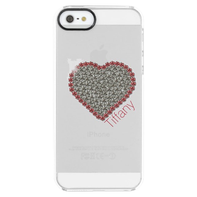 Chic Diamond Heart Custom Clear iPhone 5S Case (Back)