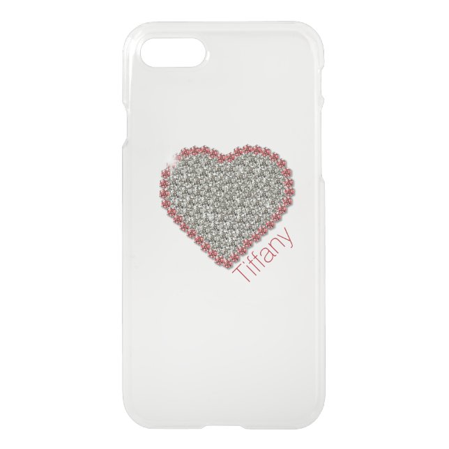 Chic Diamond Heart Custom Clear iPhone 7 Case (Back)