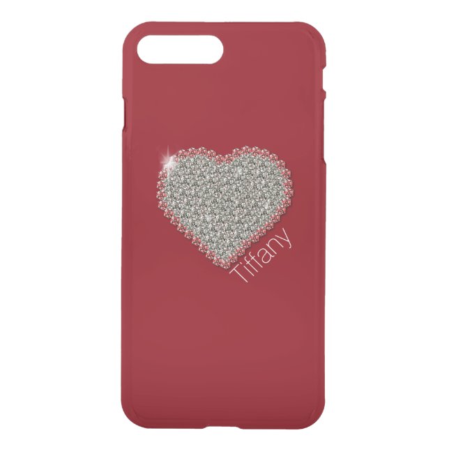 Chic Diamond Heart Custom Red iPhone 7 Plus Case (Back)