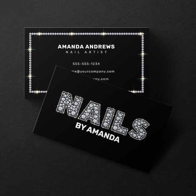 Chic Diamond Nail Art Nail Technician Nail Artist Business Card (Creator Uploaded)