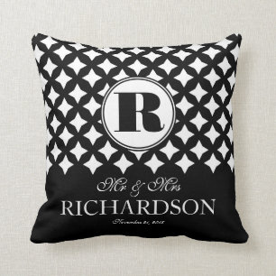 Chic Diamond Pattern Couple Mr and Mrs Throw Pillow