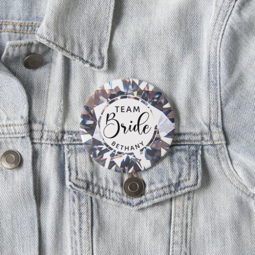 Chic Diamond Team Bride Personalized Button