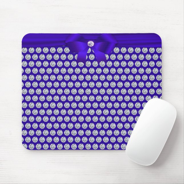 Chic Diamonds/Fractal Mosaic on Royal Blue Mouse Pad (With Mouse)